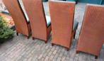 4 lloyd loom stoelen rotan leren stoel ehv 5655, Huis en Inrichting, Stoelen, Ophalen, Zo goed als nieuw, Bruin, Leer