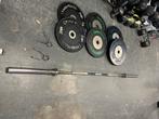 Crossmaxx Competition bumperplates incl olympische stang, Ophalen, Bumperplates, Gebruikt, Met stang