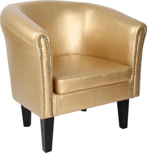 Chesterfield fauteuil - Goud NIEUW !!, Huis en Inrichting, Stoelen, Nieuw, Eén, Hout, Kunststof, Ophalen of Verzenden