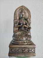 Verzilverd Hindoe beeld godin Parvati op troon lotus bloem, Antiek en Kunst, Ophalen of Verzenden