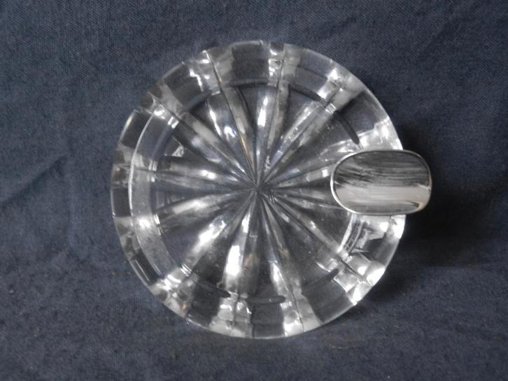 Kristallen asbak met sterling zilveren legger d. 7,2 cm Nwst, Antiek en Kunst, Antiek | Goud en Zilver, Zilver, Ophalen of Verzenden