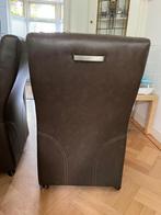 Eetkamerstoelen met wieltjes 6x, Huis en Inrichting, Stoelen, Ophalen, Gebruikt, Bruin, Vijf, Zes of meer stoelen
