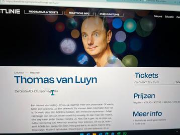 Thomas van Luyn ADHD experivaganza Almere 9 oktober 2 stuks beschikbaar voor biedingen