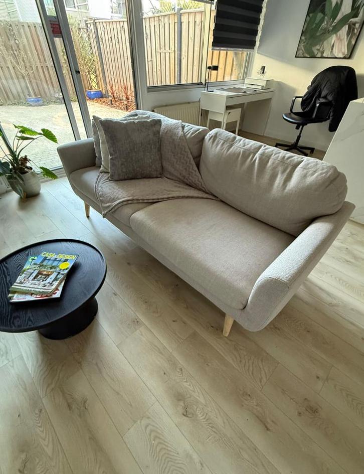 Bankstel - Beige 2,5-zits bank - MOET NU WEG!, Huis en Inrichting, Banken | Bankstellen, Gebruikt, Rechte bank, Tweepersoons, 150 tot 200 cm