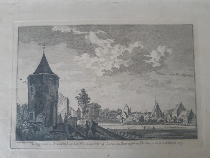 U020 / Stadswal weeshuis Bombalyde Amersfoort gravure 1759, Antiek en Kunst, Kunst | Etsen en Gravures, Ophalen of Verzenden