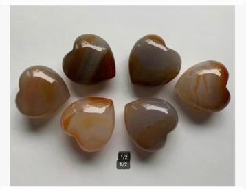 6 x Agaat Harten, 30 gram p.st./ 3 x 3 cm, pr.p.stuk beschikbaar voor biedingen