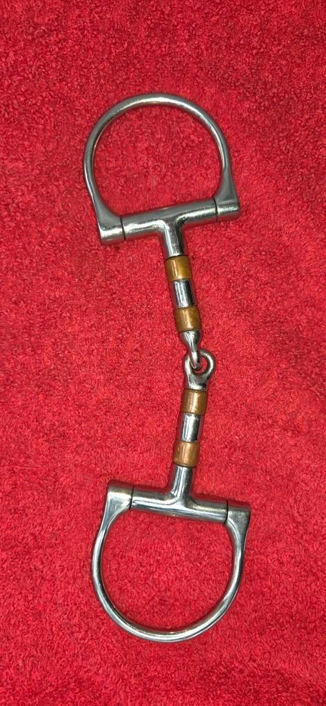 Enkel gebroken D bitje 12,5cm met koperen rollers, Dieren en Toebehoren, Paarden en Pony's | Hoofdstellen en Tuigage, Zo goed als nieuw