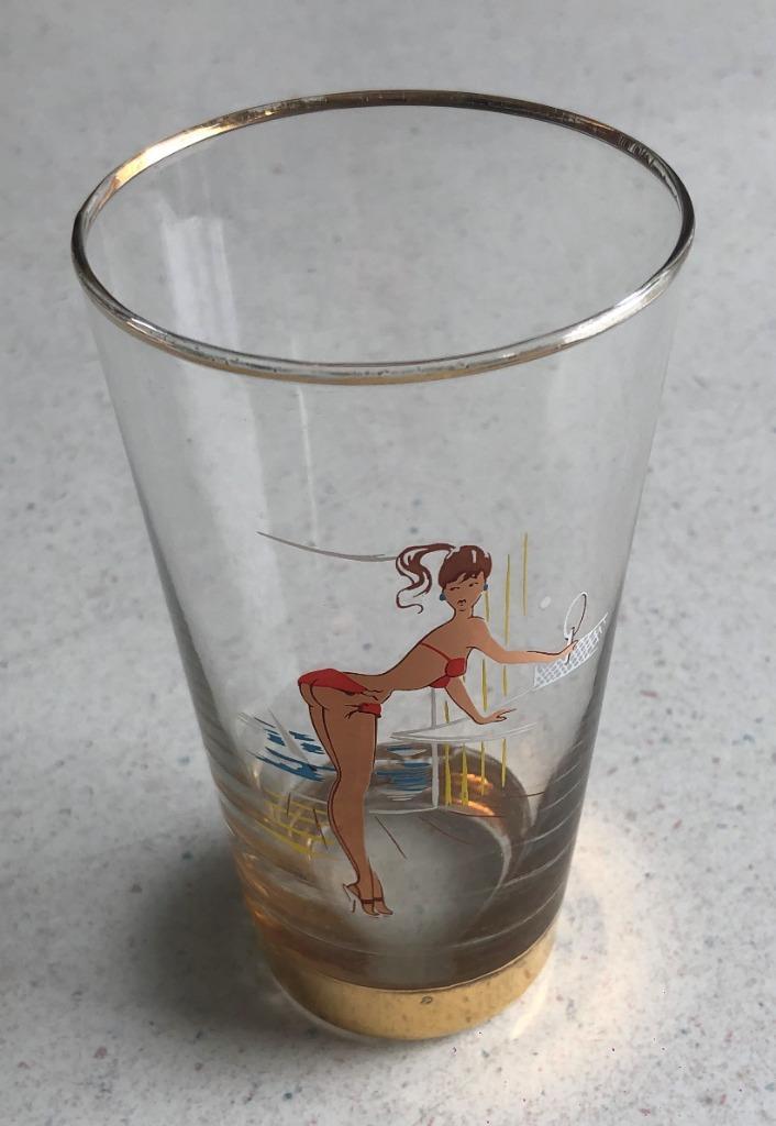 Pin-up Bierglas 50 er jaren - vintage, Verzamelen, Retro, Huis en Inrichting, Ophalen of Verzenden