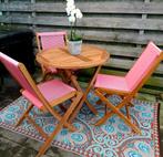 Tuinset van teakhout,1 opklapbare tafel,3 inklapbare stoelen, Ophalen, 3 zitplaatsen, Teakhout, Nieuw