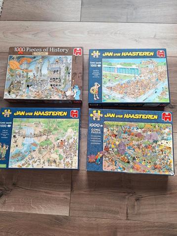 4x 1000 stukjes jan van haasteren puzzels en jumbo puzzel beschikbaar voor biedingen