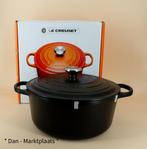 lecreuset Braadpan 28 cm Rond - Zwart Geëmailleerd Gietijzer, Ophalen, Gietijzer, Zo goed als nieuw, Keramische plaat