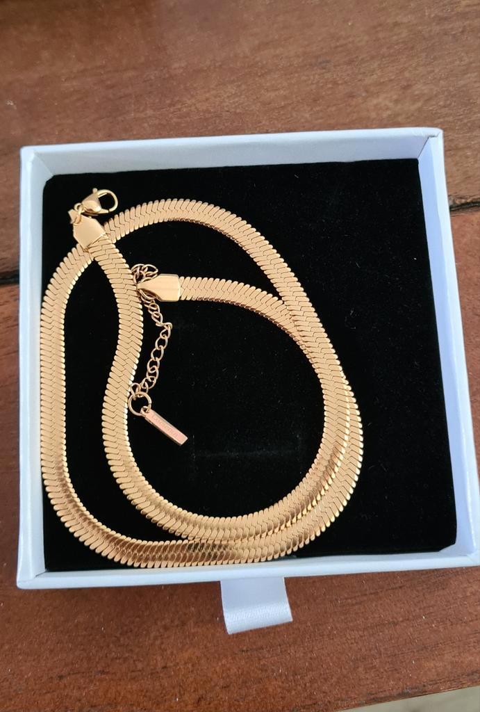 Gouden Slangenketting 5 MM, Sieraden, Tassen en Uiterlijk, Kettingen, Nieuw, Goud, Goud, Ophalen of Verzenden