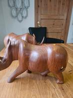 Houten Neushoorn Beelden Set, Ophalen of Verzenden