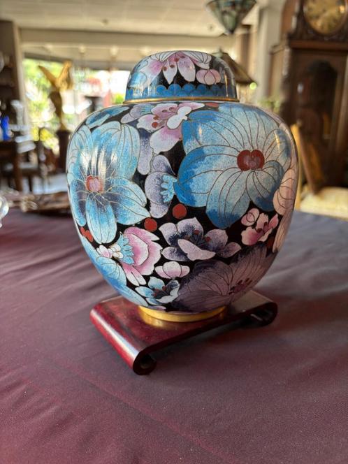 Gemberpot (China) cloisonné emaille - puntgaaf, Antiek en Kunst, Antiek | Emaille, Ophalen of Verzenden