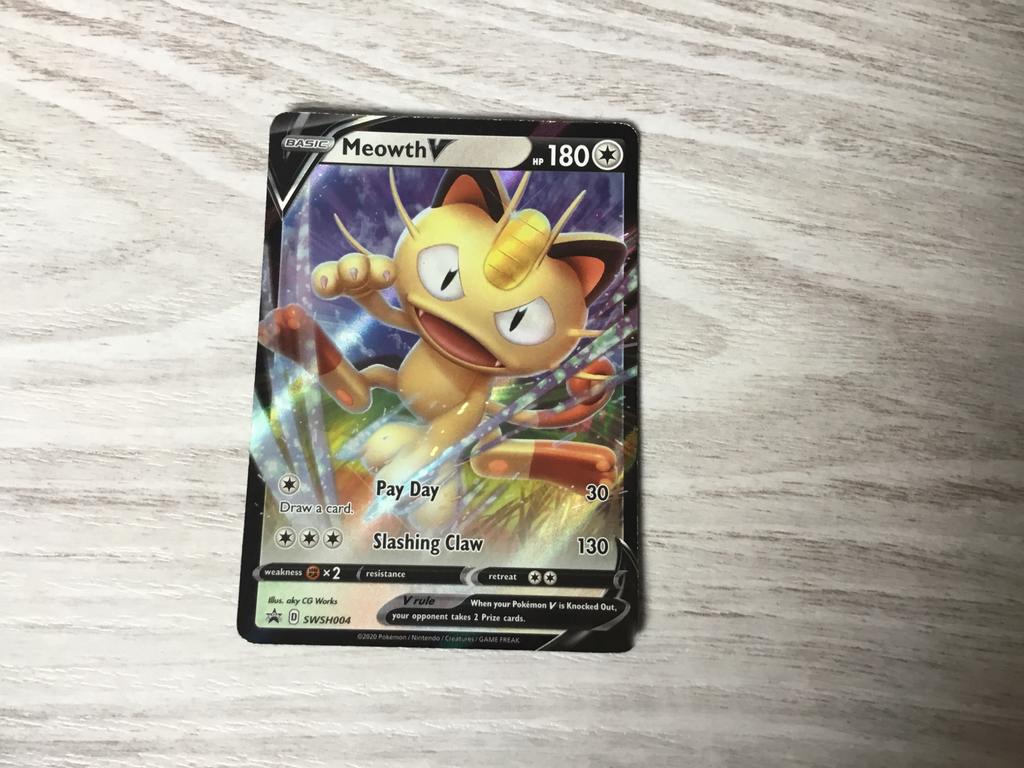 Meowth V Pokémon Kaart - Zeldzaam!, Ophalen of Verzenden, Zo goed als nieuw, Losse kaart, Foil
