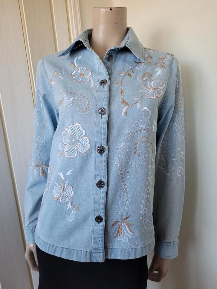 ME jeans blouse broderie/borduursel maat 38/M, Kleding | Dames, Blouses en Tunieken, Zo goed als nieuw, Maat 38/40 (M), Blauw