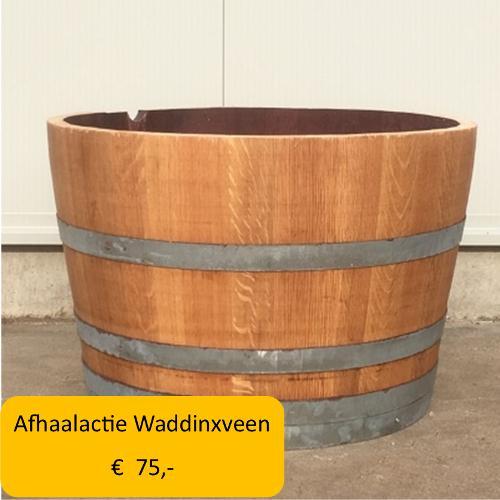 Half eikenhouten wijnvat 112 liter, geolied met lijnolie, Tuin en Terras, Regentonnen, Zo goed als nieuw, Hout, 150 liter of meer