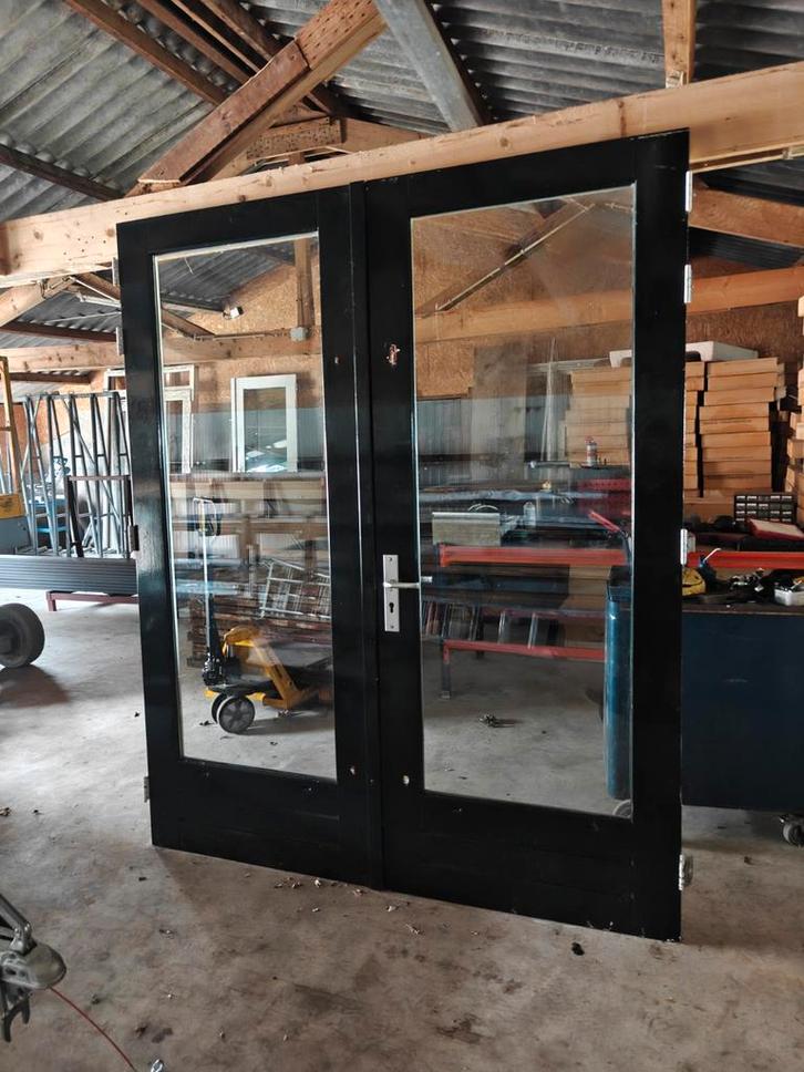 Hardhouten tuindeuren, Doe-het-zelf en Verbouw, Deuren en Horren, Gebruikt, Buitendeur, 215 cm of meer, 120 cm of meer, Kunststof