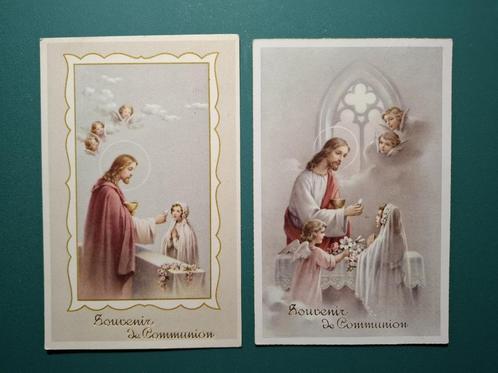 4 kaarten communie - 1957, Verzamelen, Religie, Gebruikt, Christendom | Katholiek, Kaart of Prent, Ophalen of Verzenden