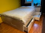 IKEA Brimnes bed – 140x200 – met lades en lattenbodem, Huis en Inrichting, Slaapkamer | Bedden, Ophalen, Wit, Tweepersoons, 140 cm