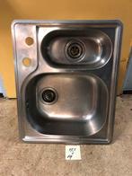 Dubbele wasbak 59x47,5 cm, Ophalen of Verzenden, Gebruikt, 25 tot 50 cm, Minder dan 100 cm