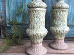 PTMD decoratie vaas op voet met deksel groen/creme, Ophalen of Verzenden, Nieuw