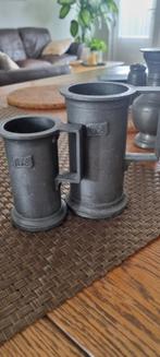 Vintage tinnen/pewter maatbekers - Gestempeld, Ophalen of Verzenden
