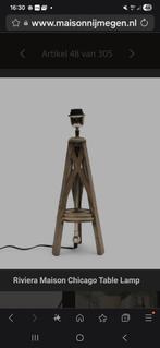 Riviera Maison Chicago Tafellamp, Ophalen, 50 tot 75 cm, Hout, Landelijk