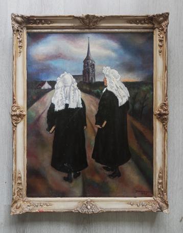 Jan de Ridder -  Expressionistisch - De Kerkgang 1945 beschikbaar voor biedingen