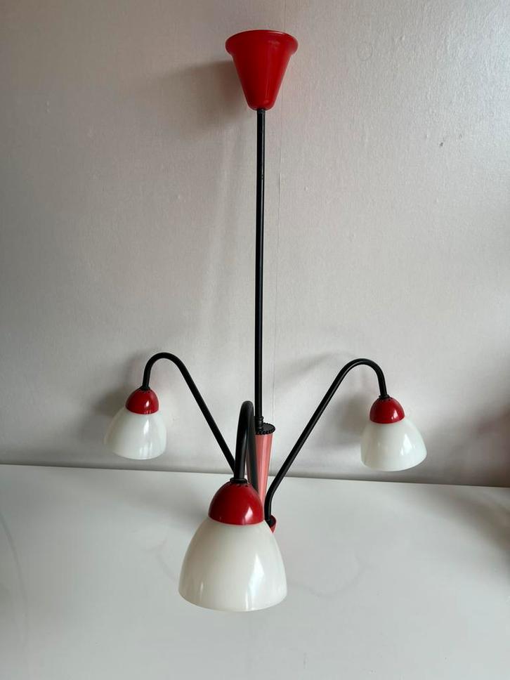 Vintage Spider Sputnik Plafondlamp Rood Zwart Kunststof 50’s, Verzamelen, Retro, Huis en Inrichting, Ophalen of Verzenden