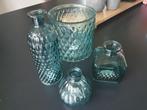 Windlicht blauw glas, Huis en Inrichting, Woonaccessoires | Kandelaars en Kaarsen, *, Overige materialen, Blauw, *