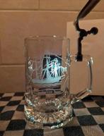 Antieke vintage glazen bierpul met tinnen deksel, Verzamelen, Ophalen of Verzenden, Nieuw, Bierglas