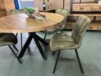 Mooie nieuwe set: ronde eettafel met 4 stoelen slechts € 400, Ophalen, Hout, Zwart, Nieuw