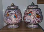 Cloisonné dekselpotten met vlinders, Ophalen of Verzenden