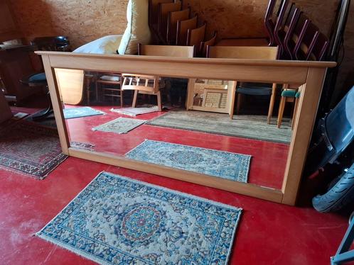 Grote prachtige Facet Spiegel in houten lijst. Zie omschrij,, Huis en Inrichting, Woonaccessoires | Spiegels, Zo goed als nieuw