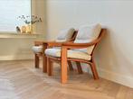 Set 2 deens design fauteuils jaren 50/60 vintage teak hout, Huis en Inrichting, Fauteuils, Ophalen, Hout, 75 tot 100 cm, Zo goed als nieuw