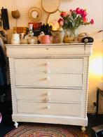 Brocante vintage oude houten ladekast, Kinderen en Baby's, Kinderkamer | Commodes en Kasten, Ophalen, Zo goed als nieuw, Minder dan 50 cm