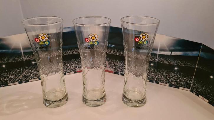 Uefa Euro 2012 Bierglazen - Set van 3, Verzamelen, Glas en Borrelglaasjes, Zo goed als nieuw, Bierglas, Ophalen