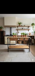 Vintage werkbank koffiebar keukeneiland dressoir, Ophalen, Gebruikt, 100 tot 150 cm, Vintage landelijk