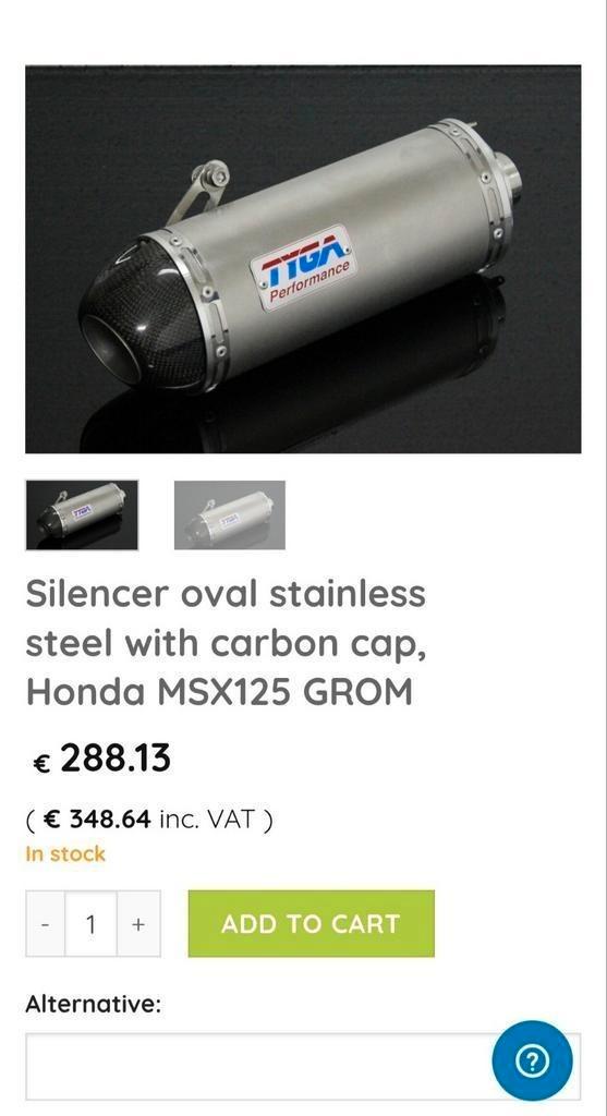 Honda MSX/GROM 125 Tyga einddemper aluminium, Motoren, Onderdelen | Honda, Gebruikt, Ophalen of Verzenden