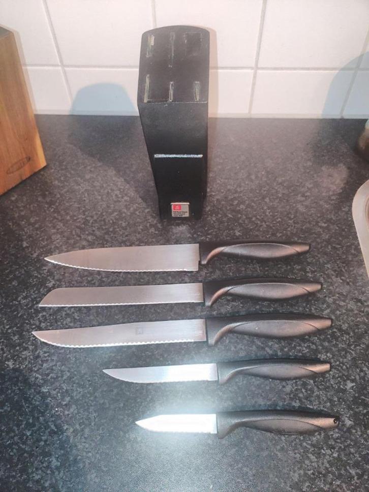 Sheffield Laser Cuisine: Messenblok met 5 messen., Huis en Inrichting, Keuken | Keukenbenodigdheden, Gebruikt, Ophalen of Verzenden