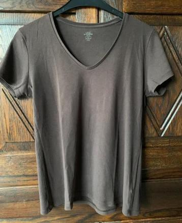 Bruine top, shirt, damestop V-hals korte mouw; LOGG H&M; XL beschikbaar voor biedingen