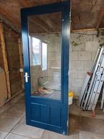 Hardhouten buitendeur incl dubbel glas., Doe-het-zelf en Verbouw, Deuren en Horren, Ophalen, Gebruikt, Buitendeur, 200 tot 215 cm