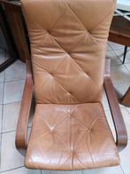Poang Ikea cognac leer fauteuil, Ophalen, Gebruikt, Leer