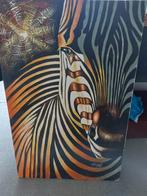 Zebra Schilderij uit Zanzibar - 92x60 cm, Ophalen