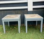 Twee handige kleine bijzet tafel tjes voor in de tuin, Tuin en Terras, Tuintafels, Ophalen, Gebruikt, Vierkant, Rvs