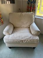 Fauteuil met hocker creme, Ophalen, Gebruikt, 75 tot 100 cm, Stof