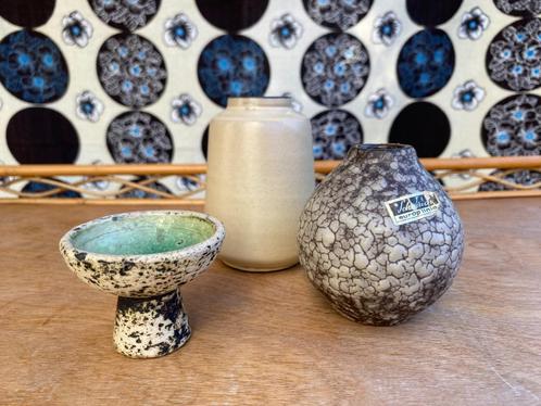 Vintage vaasjes, sixties keramiek, Scheurich, berkenbast, 3X, Antiek en Kunst, Antiek | Keramiek en Aardewerk, Ophalen of Verzenden