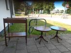 Houten bijzettafels set met serveerwagen, Huis en Inrichting, Tafels | Bijzettafels, Minder dan 45 cm, Minder dan 55 cm, Gebruikt