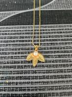 Vergulde goldplated ketting met parel 40cm vintage antiek, Ophalen of Verzenden, Goud, Ketting, Verguld